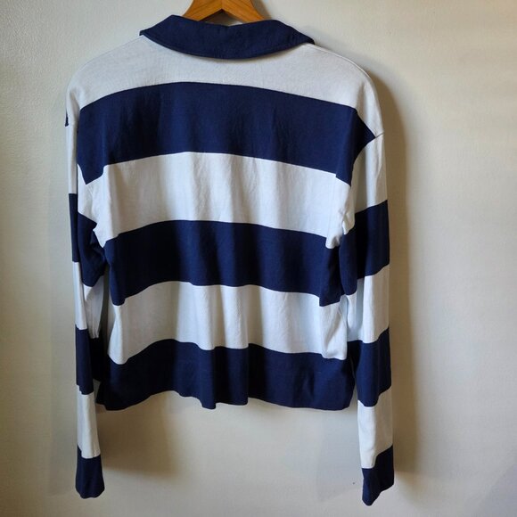 EUC LIKE NEW GAP COTTON WHITE BLUE LARGE STRIPED LONG SLEEVES COLLARED SHIRT M - Picture 5 of 16